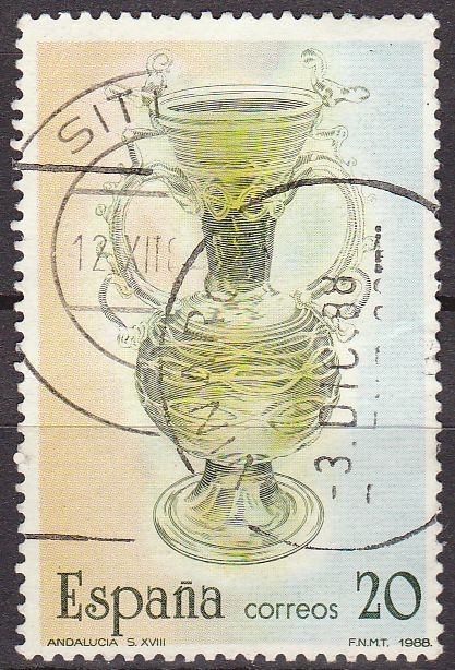z vendido ESPAÑA 1988 2944 Sello Artesanía Española Vidrio Valencia usado Espana Spain Espagne Spagna Spanje Spanien Yvert 2558 Scott2552 